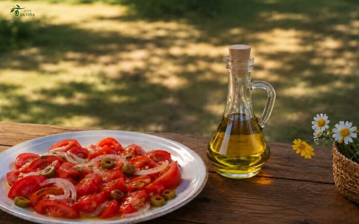 Recetas frías con AOVE Picual para verano: ideas sencillas y llenas de sabor 1 Ensalada de tomate con AOVE Picual